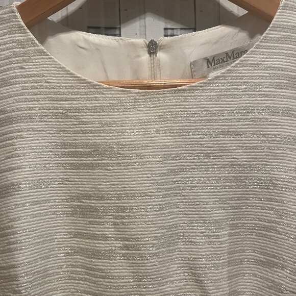 Classic MaxMara gold and cream midi darted sleeveless dress with split size 2 - Picture 4 of 16